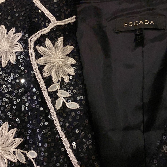 Escada 💯Silk All Sequin Stunning Fully Silk Lined Blazer Made in Germany - Picture 3 of 16
